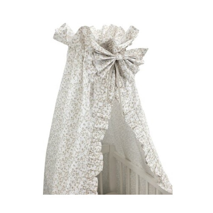 Baldachin, MimiNu, Premium, Pentru patut, Cu funda si volanas, 210x145 cm, Material certificat Oeko Tex Standard 100, Meadow