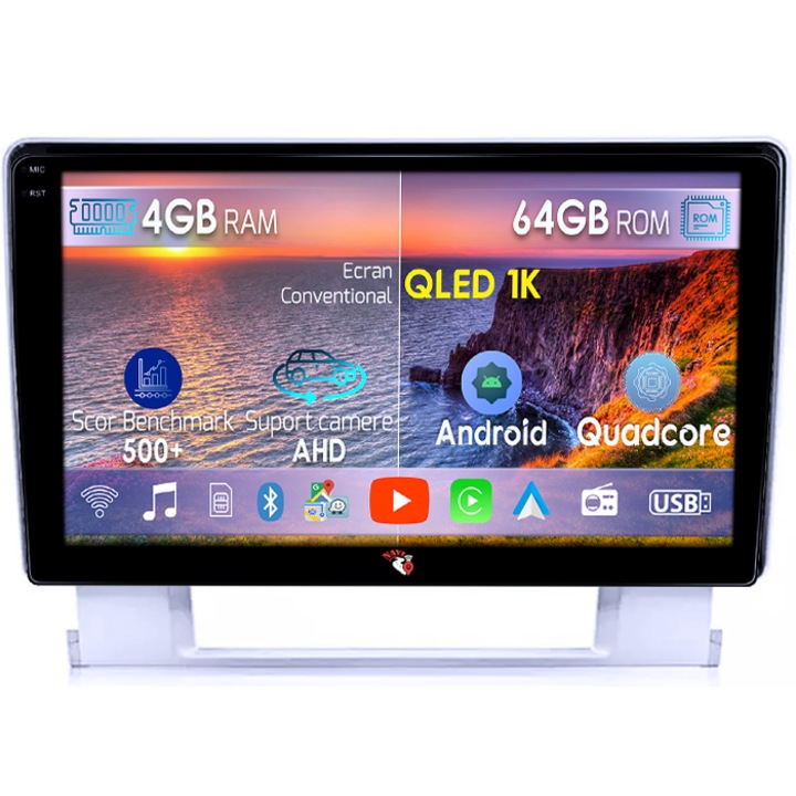 Dedikált navigáció Opel Astra J 2009-2015, 4GB RAM 64GB ROM, Octacore, Android 14, QLED 1K 9" kijelző, Carplay&Android Auto, 4G SIM, Aktív ventilátor