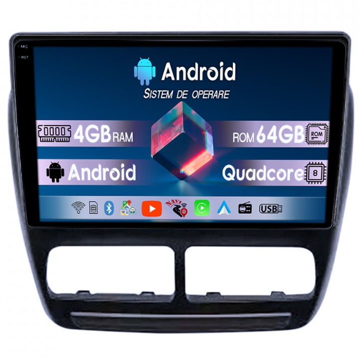 Navigatie GPS Opel Combo D 2012-2018, 4GB RAM 64GB ROM, Quadcore, Display QLED 10", Carplay si Android Auto
