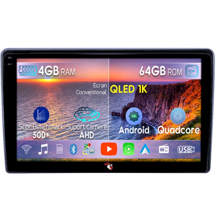 Navigatie dedicata Opel Antara 2008-2013, 4GB RAM 64GB ROM, Octacore, Android 14, Display QLED 1K 9", Carplay&Android Auto, SIM 4G, Ventilator Activ