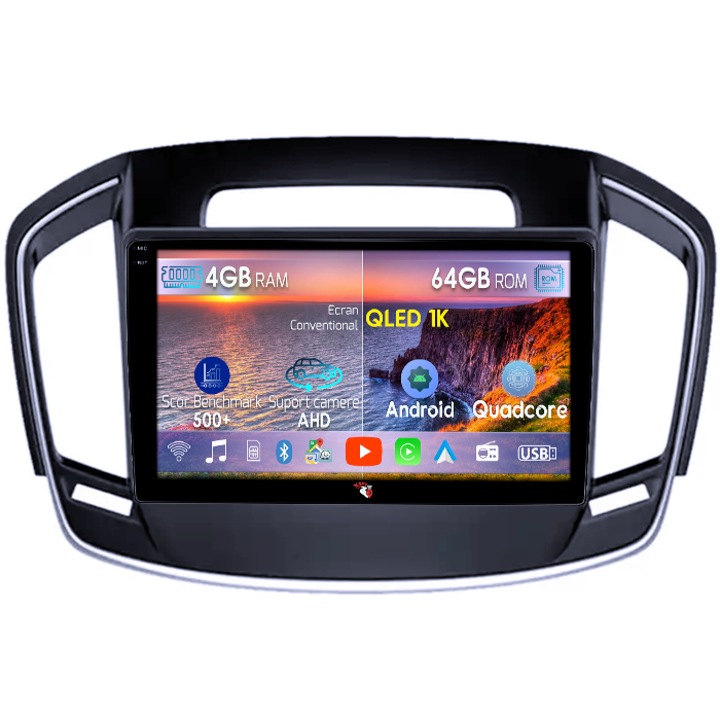 Navigatie dedicata Buick Regal 2014+, 4GB RAM 64GB ROM, Octacore, Android 14, Display QLED 1K 9", Carplay&Android Auto, SIM 4G, Ventilator Activ