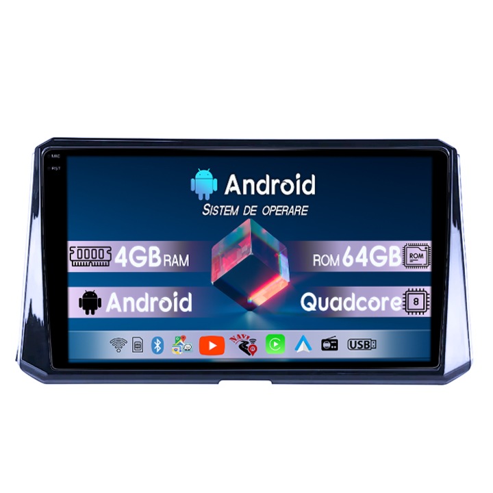 Navigație dedicată Toyota Corolla, 9" QLED, 4GB RAM, 64GB ROM, Carplay, Android 14