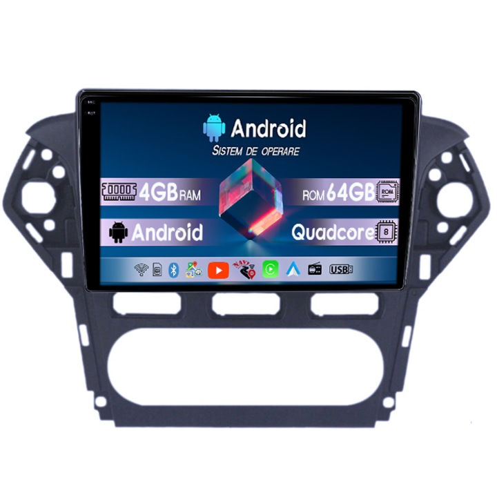 Navigatie dedicata Ford Mondeo 2010-2014, 4GB RAM 64GB ROM, Octacore, Android 14, Display QLED 1K 10", DSP, Carplay&Android Auto, Suport camere AHD