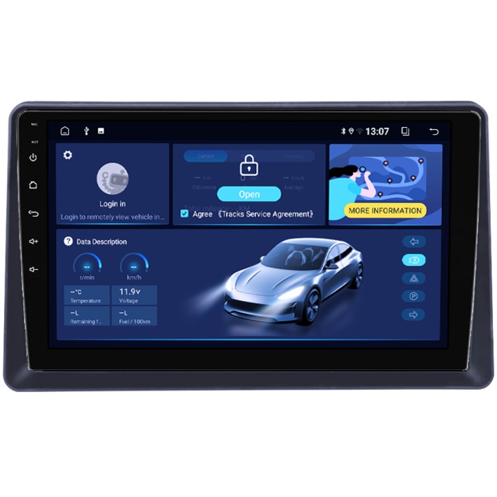 Dedikált navigáció Renault Express 2021+, 4GB RAM 32GB ROM, Octacore, Android 14, QLED 1K 9" kijelző, DSP, Carplay&Android Auto, SIM 4G, Bluetooth, Aktív ventilátor
