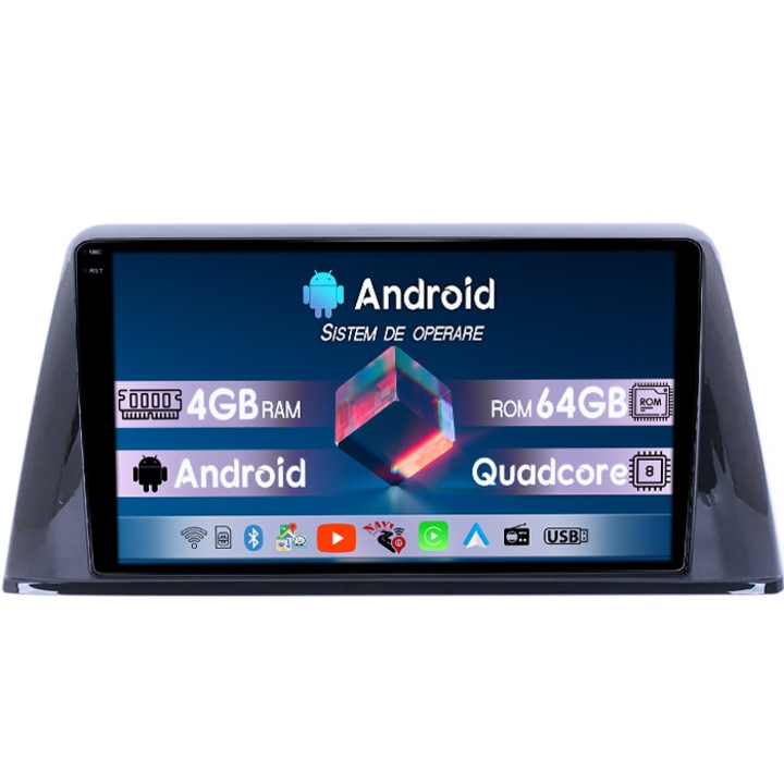 Navigatie dedicata Peugeot 308 2016-2018, 4GB RAM 64GB ROM, Octacore, Display 9" QLED 1K, Carplay, Android 14, Bluetooth, Magazin Play, Suport Camere AHD
