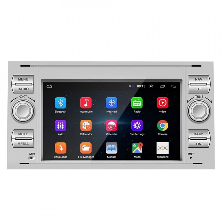 Navigatie dedicata Ford C-Max 2003-2010, Gri, Fiesta, C-max Kuga 4GB RAM 64GB ROM, Quadcore, Android 12, Display IPS 7", DSP, Carplay&Android Auto, Suport camere AHD