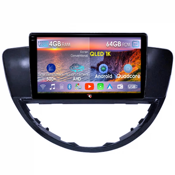 Dedikált navigáció Subaru Tribeca 2007-2011, 4GB RAM 64GB ROM, Octacore, Android 14, QLED 1K 9" kijelző, Carplay&Android Auto, SIM 4G, Aktív ventilátor