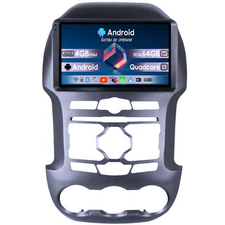 Navigatie dedicata Ford Ranger 2012-2014, 4GB RAM 64GB ROM, Octacore, Android 14, Display QLED 1K 9", DSP, Carplay&Android Auto, Suport camere AHD