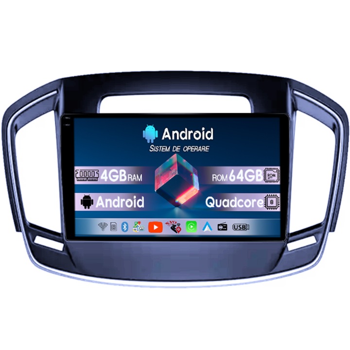 Navigatie dedicata Buick Regal 2014, 4GB RAM 64GB ROM, Octacore, Android 14, Display QLED 1K 9", DSP, Carplay&Android Auto, Suport camere AHD