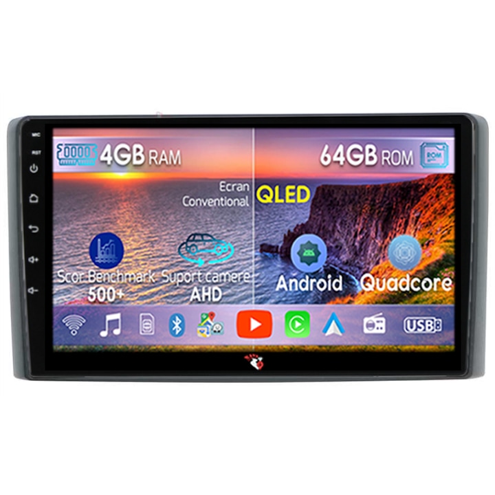 Navigatie dedicata Iveco Daily 2018, 4GB RAM 64GB ROM, Octacore, Display 9" QLED 1K, Carplay, Android 14, Bluetooth, Magazin Play, Suport Camere AHD