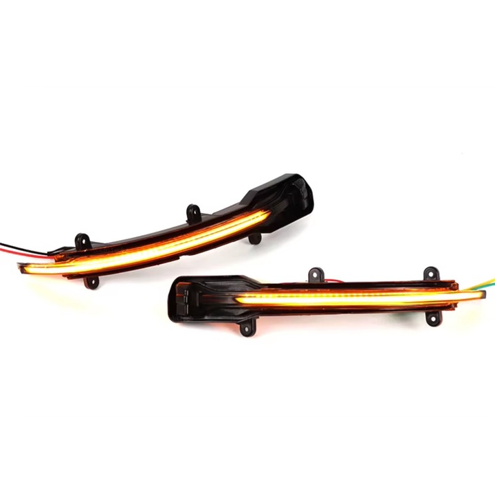 Set 2 semnalizari dinamice oglinda AUDI, Q5 SQ5 8R 2008-2017, Q7 SQ7 4L Facelift 2009-2015, Lumina secventiala, Canbus Fara eroare, Inscriptie E8 si DOT SAE, Fumurie, Culoare Galben, Instalare Plug & Play