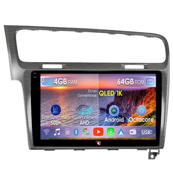 Navigatie dedicata Volkswagen Golf 7, Gri Sidefat, 4GB RAM 64GB ROM, Octacore, Android 14, Display QLED 10", DSP, Carplay, Android Auto, Internet, Youtube, Waze, WIFI, Bluetooth