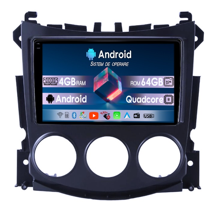 Navigatie dedicata Nissan 370Z 2008-2011, 4GB RAM 64GB ROM, Quadcore, Android 14, Display QLED 1K, 9", DSP, Carplay&Android Auto, Suport camere AHD