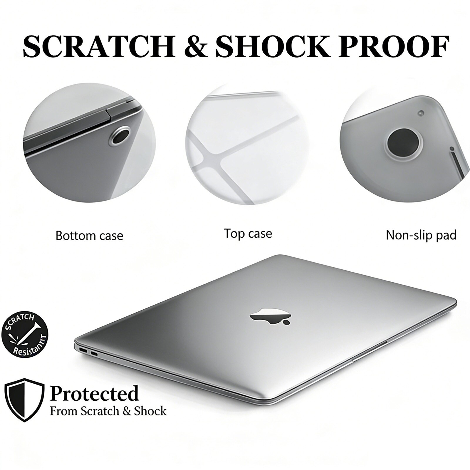 Carcasa pentru MacBook, asskanaer, Husa de protectie pentru MacBook Air 13.3-inch (A1706/A1708/A1989/A2159/A2338), Rezistent la cadere, rezistent la apa, rezistent la pete, Usor de montat, Design slim, Plastic, 30.8*21.5*0.8cm, Negru