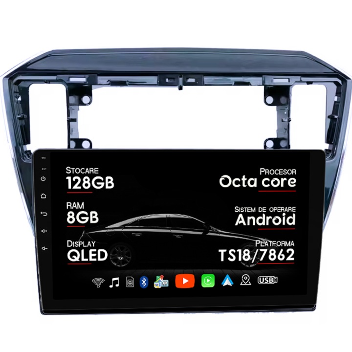 Navigatie dedicata Volkswagen UP 2011-2020, 8GB RAM 128GB ROM, Octacore, Platforma 7862, Android 14, Display QLED 9", Suporta camera 360", DSP, Carplay&Android Auto, SIM 4G, Ventilator Activ