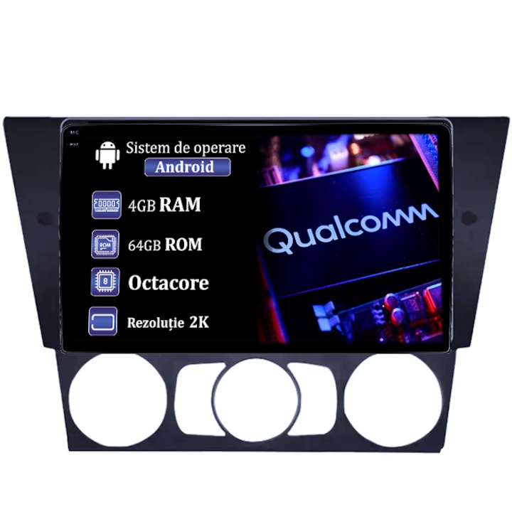 Navigatie dedicata BMW E87 2007-2013, 4GB RAM 64GB ROM, Procesor Qualcomm Octacore, Android 14, Rezolutie 2K, Display QLED 9", DSP, Carplay&Android Auto, SIM 4G