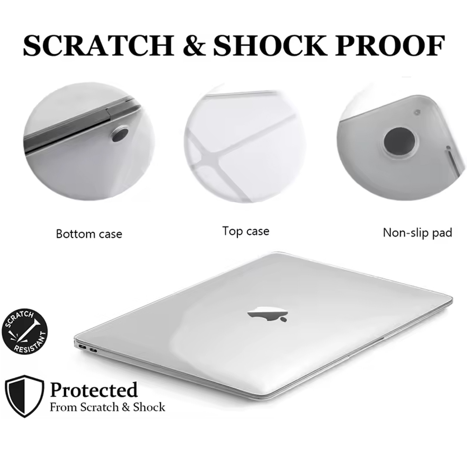 Carcasa pentru MacBook, asskanaer, Husa de protectie pentru MacBook Air 13.3-inch (A1706/A1708/A1989/A2159/A2338), Rezistent la cadere, rezistent la apa, rezistent la pete, Usor de montat, Design slim, Plastic, 30.8*21.5*0.8cm, Transparent