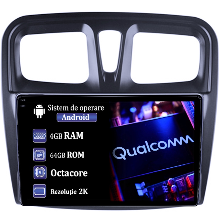 Navigatie dedicata Dacia Logan 2 2012-2019, 4GB RAM 64GB ROM, Procesor Qualcomm Octacore, Android 14, Rezolutie 2K, Display QLED 10", DSP, Carplay&Android Auto, SIM 4G
