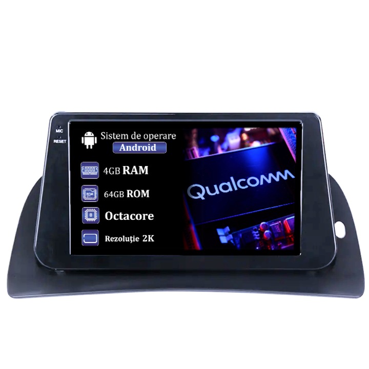 Dedikált navigáció Renault Kangoo 2015-2018, 4GB RAM 64GB ROM, Qualcomm Octacore processzor, Android 14, 2K felbontás, 9" QLED kijelző, DSP, Carplay&Android Auto, 4G SIM