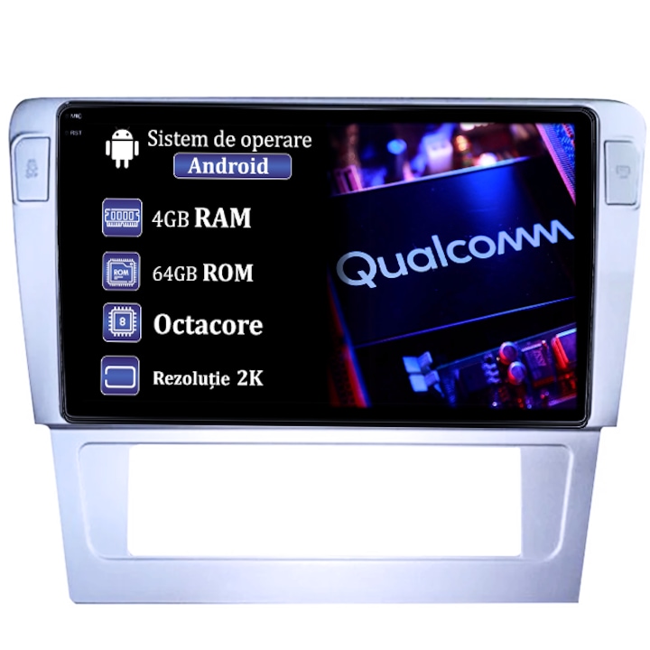 Navigatie dedicata Volkswagen Passat B7, 4GB RAM 64GB ROM, Procesor Qualcomm Octacore, Android 14, Rezolutie 2K, Display QLED 9", DSP, Carplay&Android Auto, SIM 4G