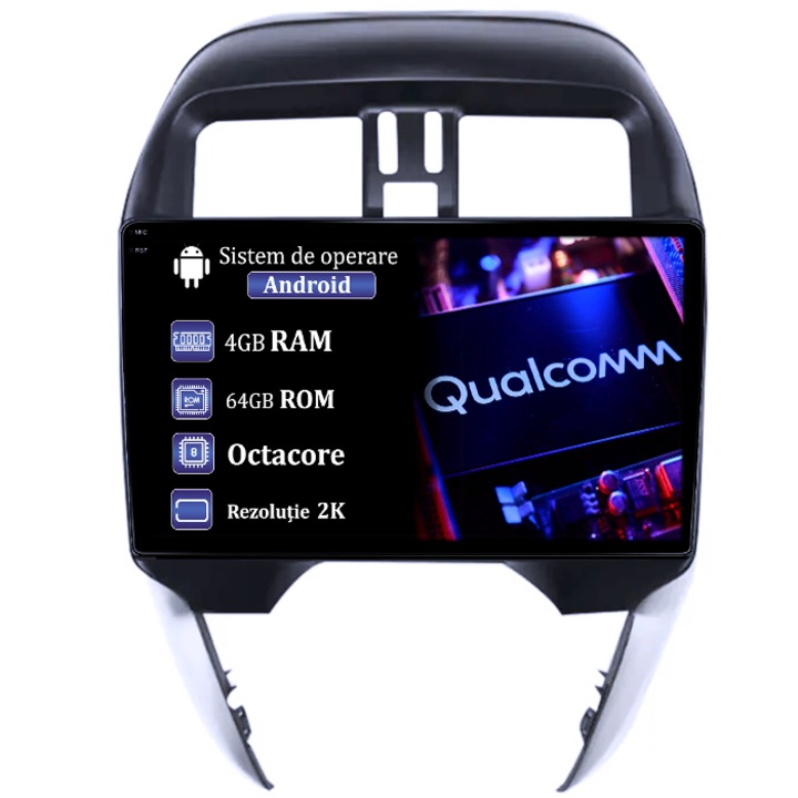 Dedikált navigáció Nissan Sunny 2019, 4GB RAM 64GB ROM, Qualcomm Octacore processzor, Android 14, 2K felbontás, 9" QLED kijelző, DSP, Carplay és Android Auto, SIM 4G