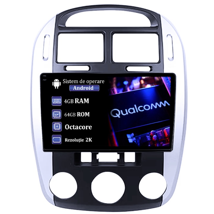 Navigatie dedicata Kia Cerato 2004-2008, 4GB RAM 64GB ROM, Procesor Qualcomm Octacore, Android 14, Rezolutie 2K, Display QLED 9", DSP, Carplay&Android Auto, SIM 4G