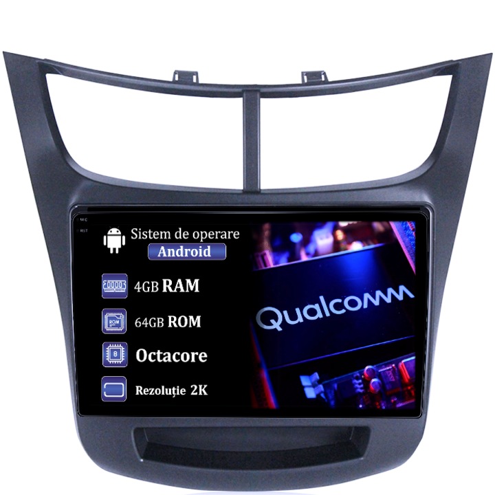 Navigatie dedicata Chevrolet Sail 2015-2018, 4GB RAM 64GB ROM, Procesor Qualcomm Octacore, Android 14, Rezolutie 2K, Display QLED 9", DSP, Carplay&Android Auto, SIM 4G