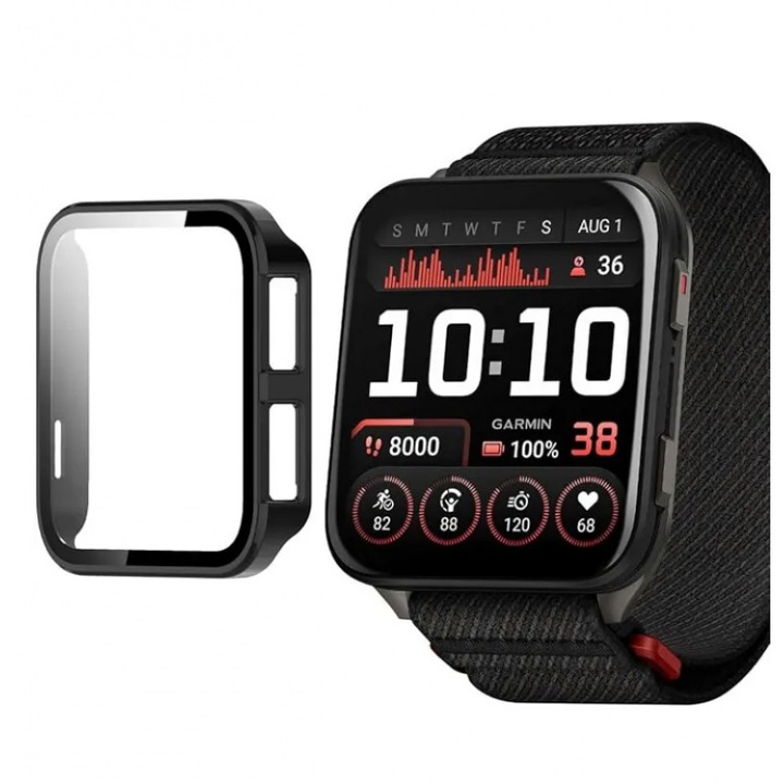 Husa cu folie de protectie compatibile cu Huawei Watch D2, protectie completa, negru
