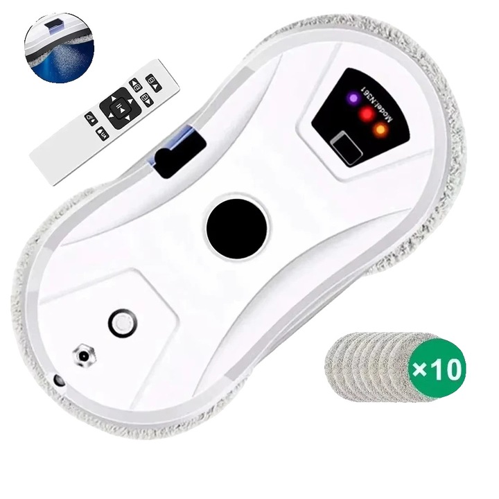 Робот за почистване на прозорци, 5600Pa, ултразвуков спрей, дистанционно управление, 10x10x3 инча