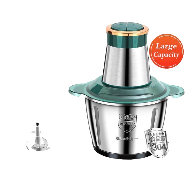 Tocator electric, design din otel inoxidabil, lama dubla, 250W, 2 viteze, compact