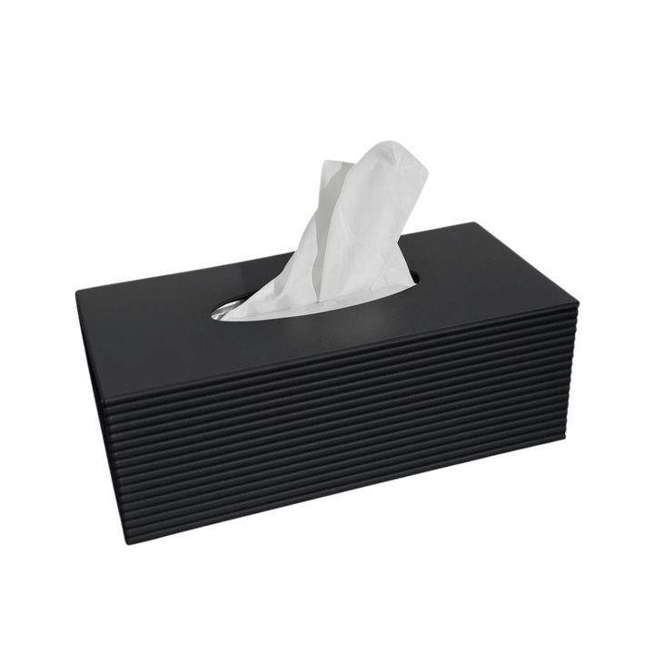 Suport cutie servetele, Negru, plastic, 23.6x11.9x7.6cm