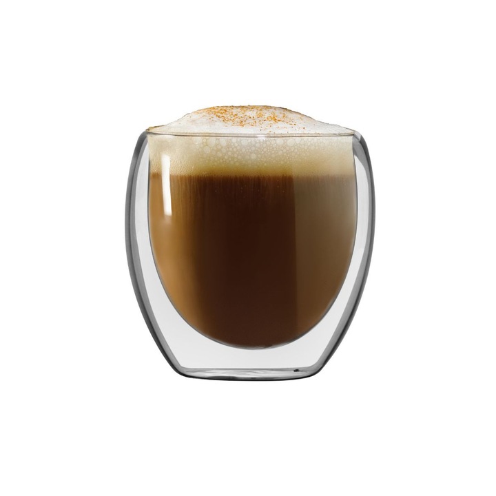 2 db boroszilikát üveg pohár szett, 250 ml, Zass, hőálló, duplafalú, átlátszó