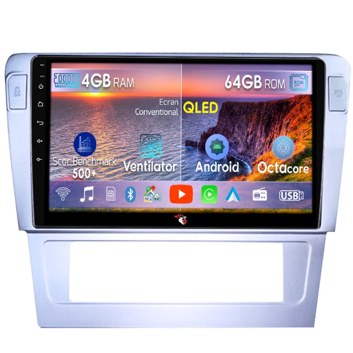 RESIGILATA! Navigatie dedicata Volkswagen Passat B7, 4GB RAM 64GB ROM, Octacore, Android, Display QLED 9", DSP, Carplay, Android Auto, Internet, Youtube, Waze, WIFI, Bluetooth
