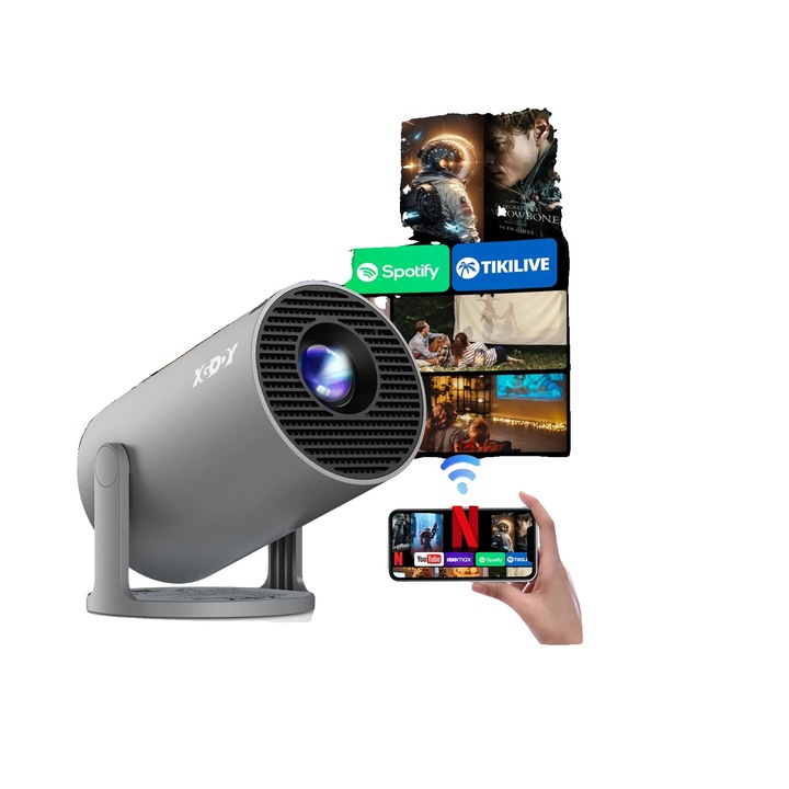 Videoproiector, 1280x720, 12000 lumeni, corectie manuala, proiectie 40-150 inci, portabil