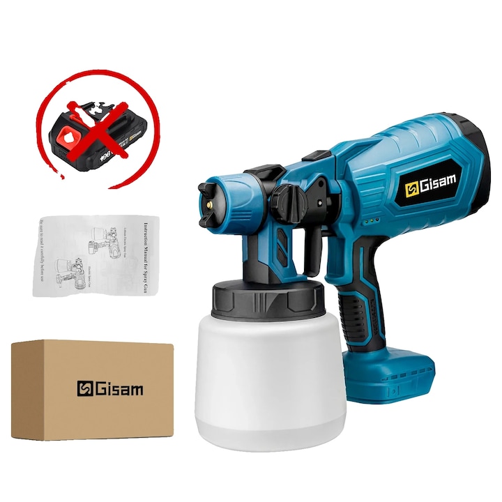 Pistol de vopsit electric, 1000 ml, eficienta ridicata, fara baterie, albastru