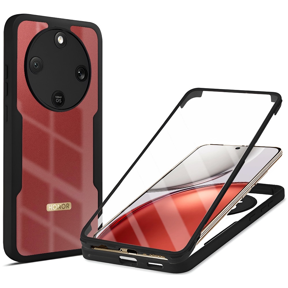 Set 360: Husa cu folie integrata pentru Honor Magic8 Lite Protectie 360 fata / spate - negru