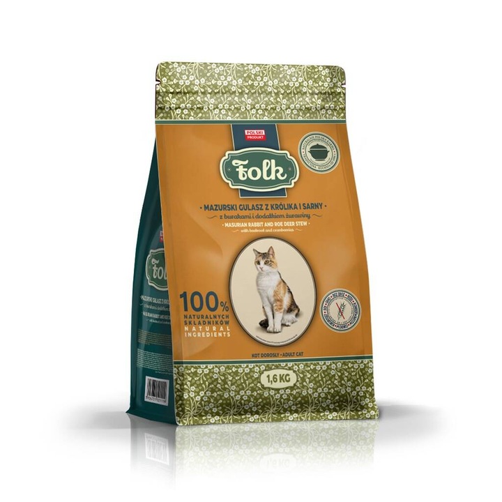 Folk Száraz Macskaeledel Nyúllal és Szarvassal 1.6 kg