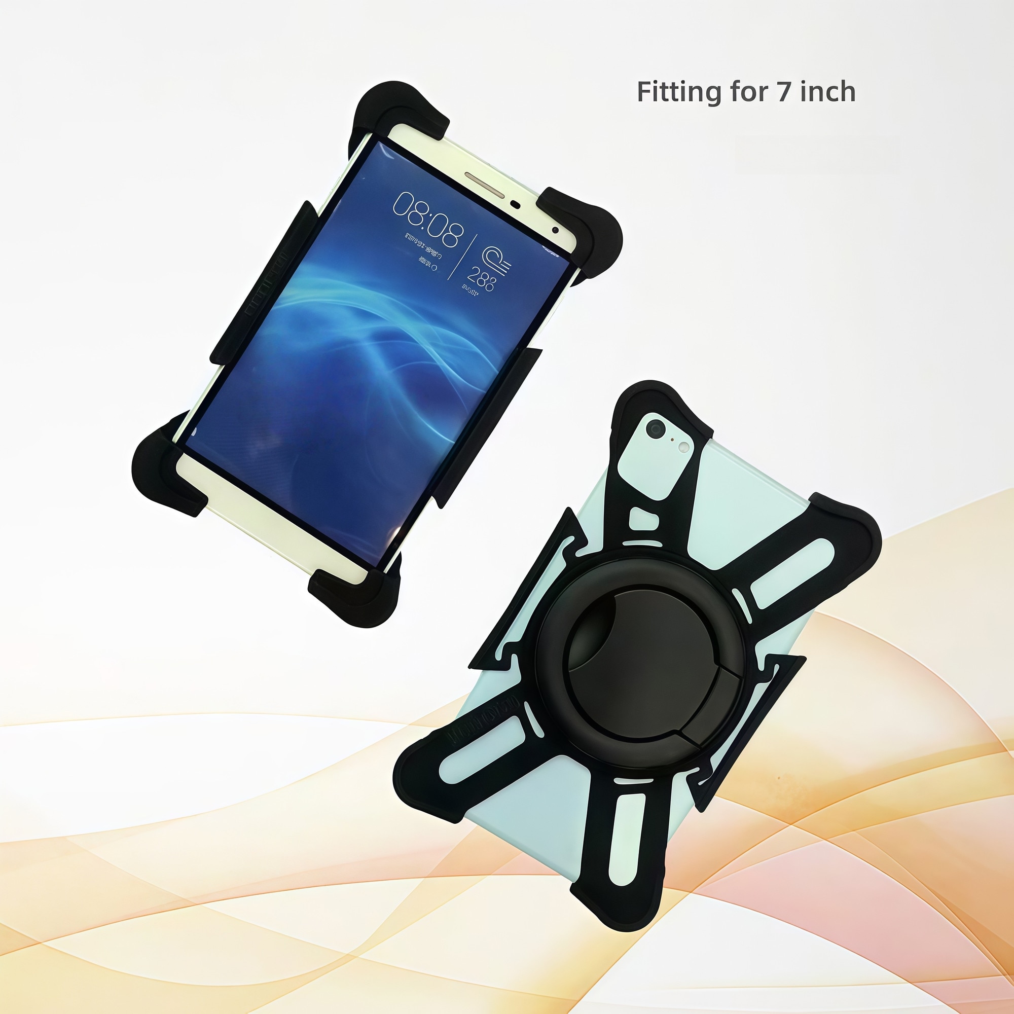 Husă tableta universală 7-8 inch, Omelivon, design schelet inteligent, silicon + PC, negru