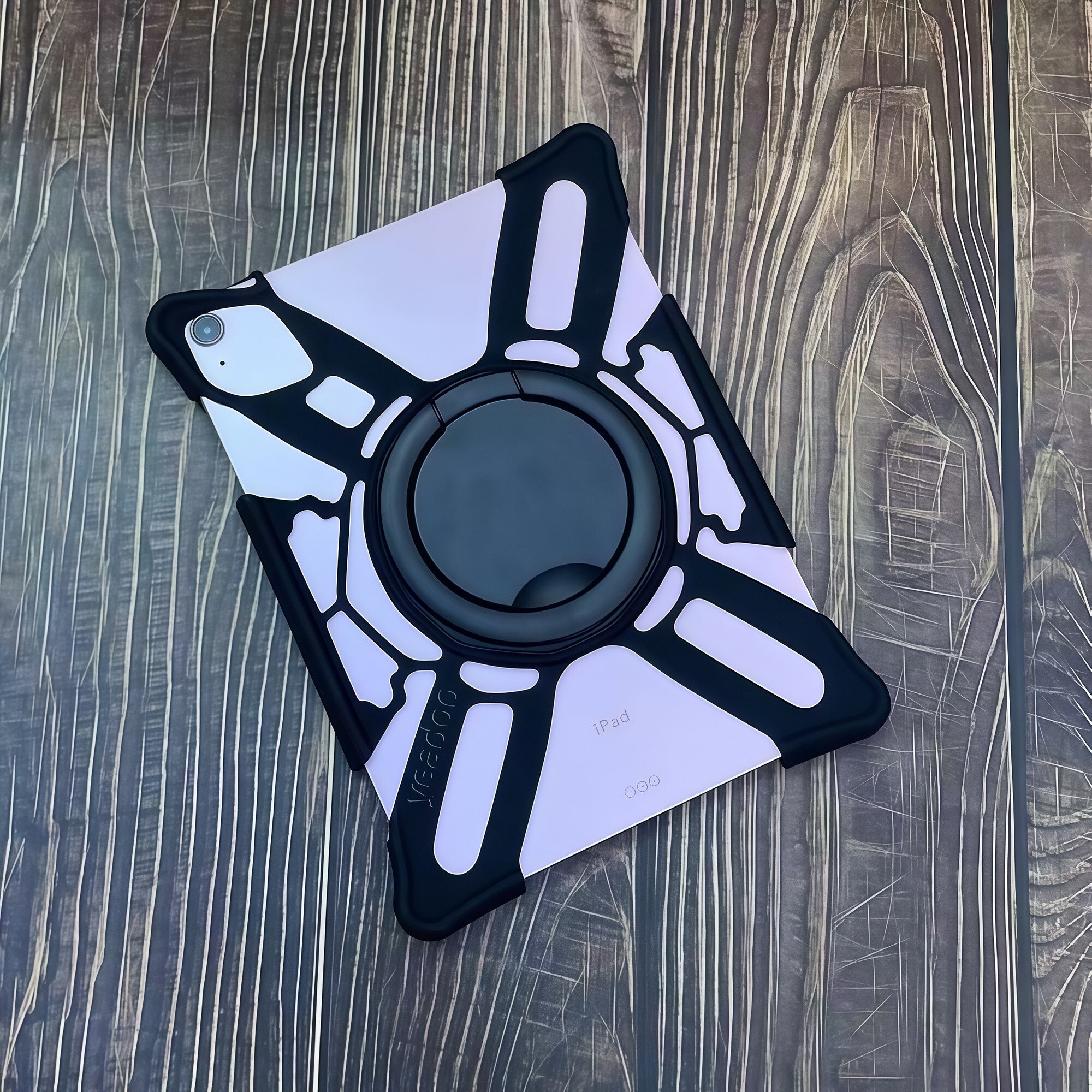 Husă tableta universală 7-8 inch, Omelivon, design schelet inteligent, silicon + PC, negru