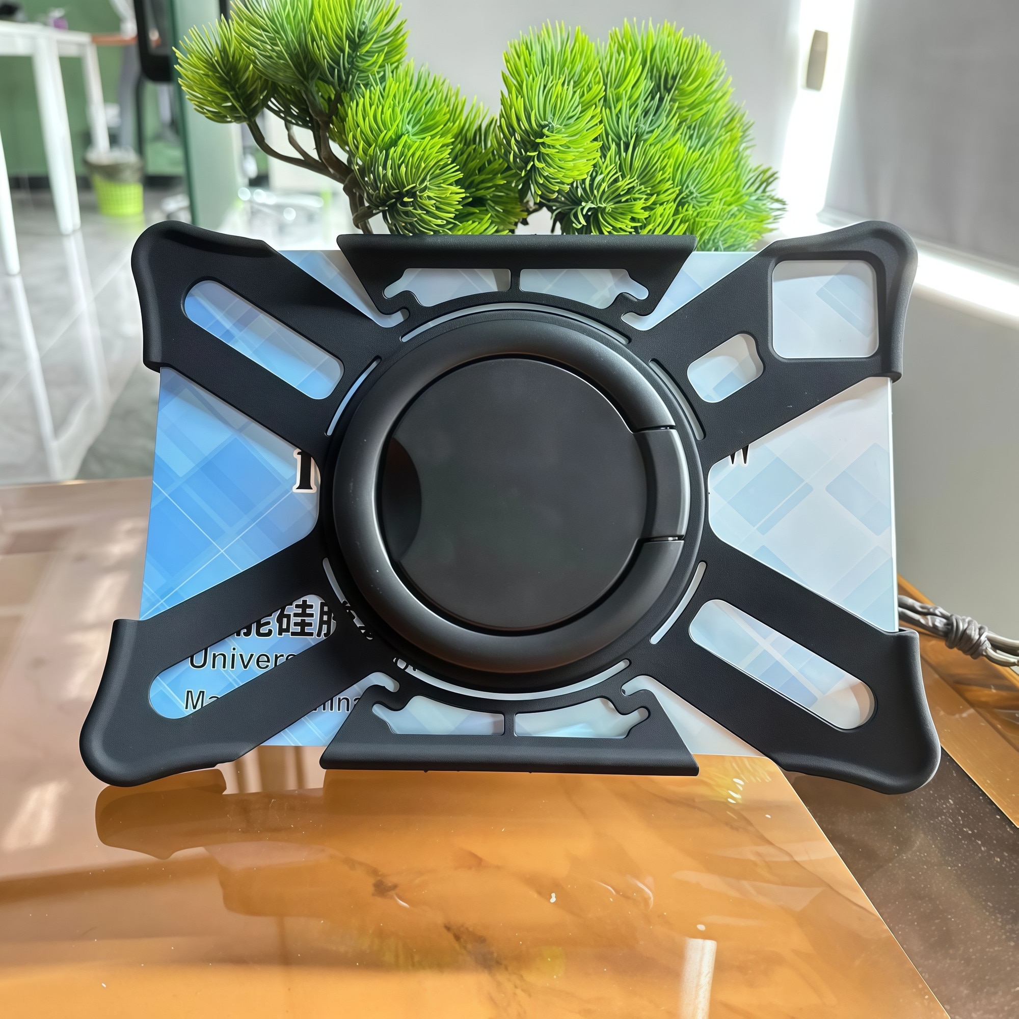 Husă tableta universală 7-8 inch, Omelivon, design schelet inteligent, silicon + PC, negru