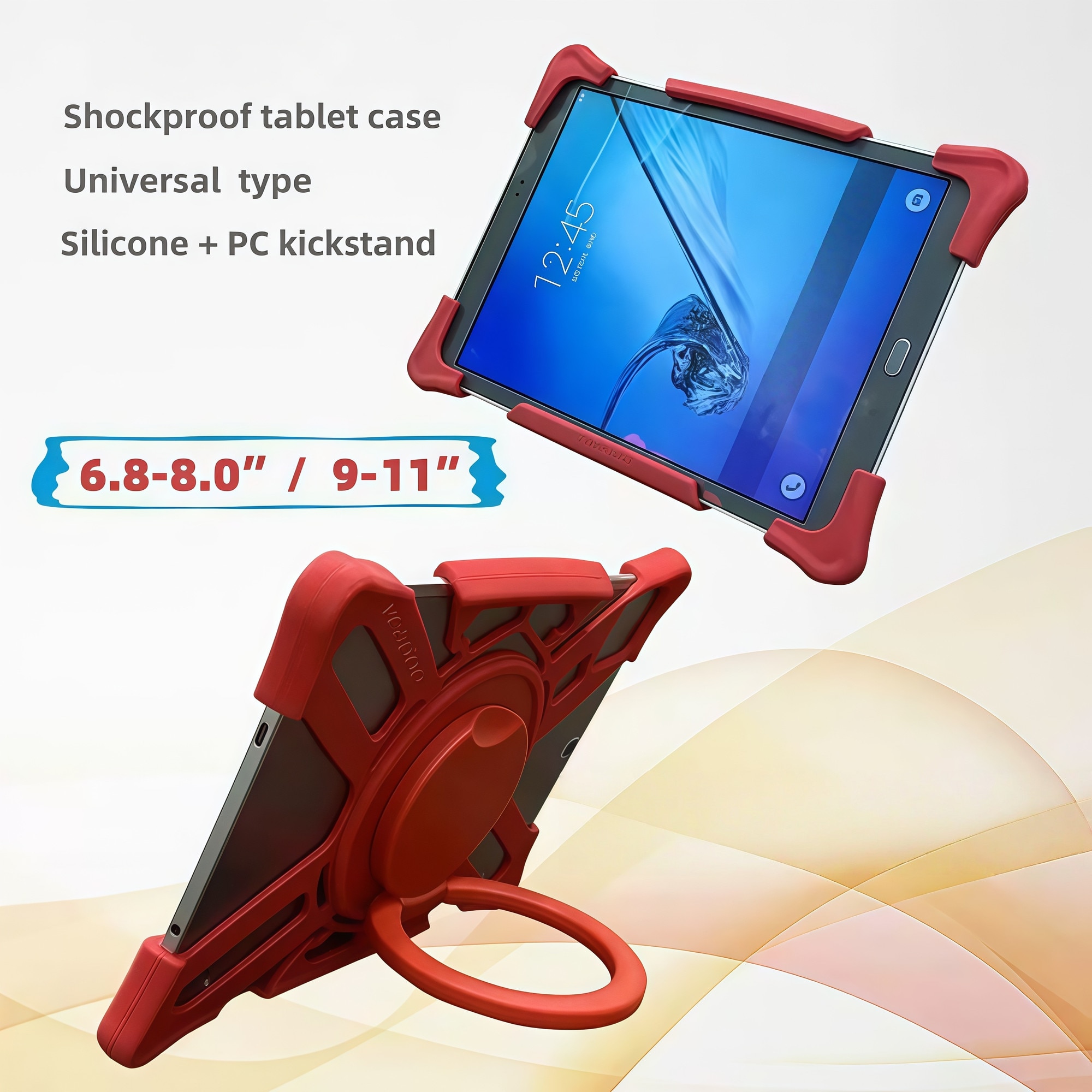 Husă tableta universală 7-8 inch, Omelivon, design schelet inteligent, silicon + PC, negru