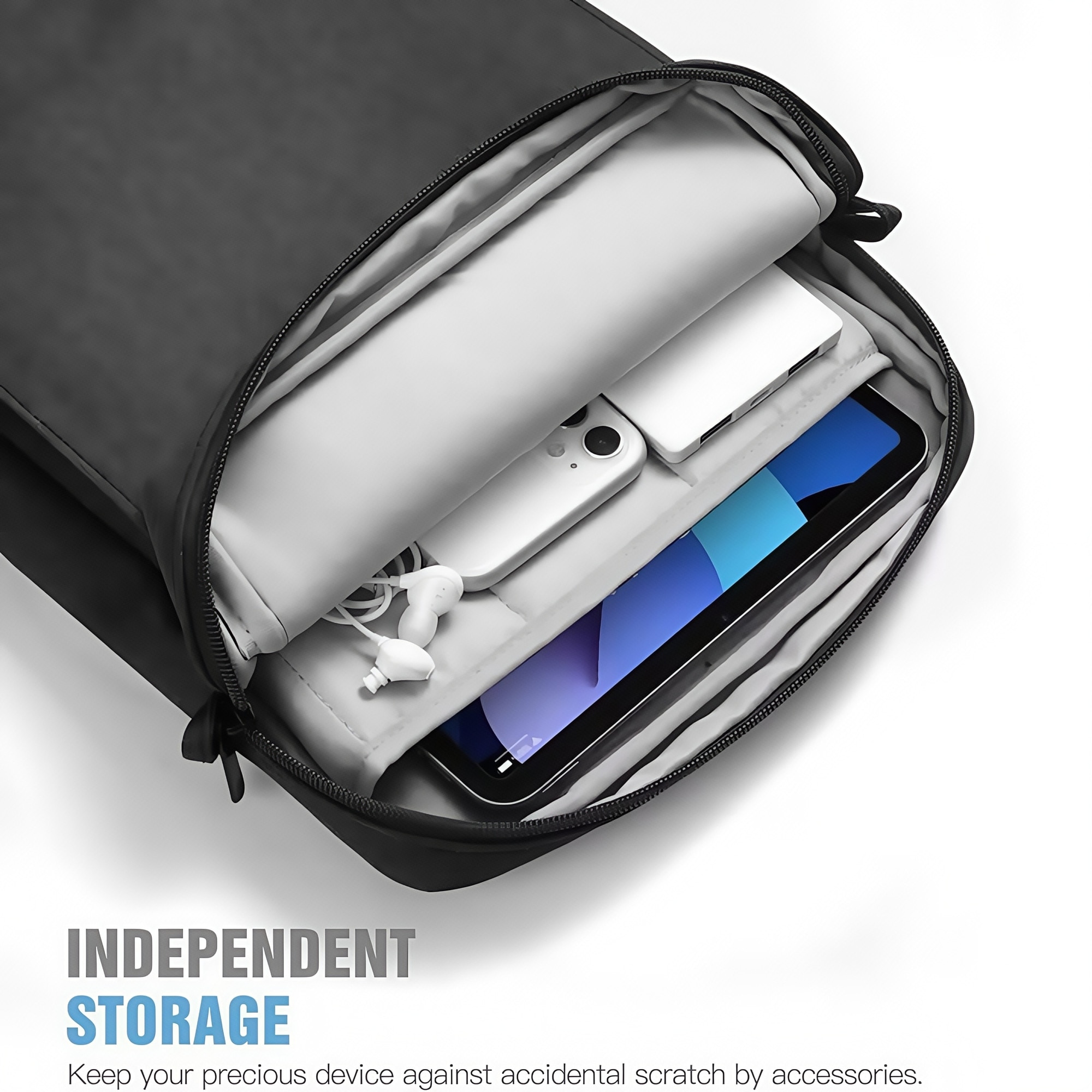 Geantă pentru tablete, BestPlaza, 13-14 inch, impermeabilă, compartimente multiple, neagră