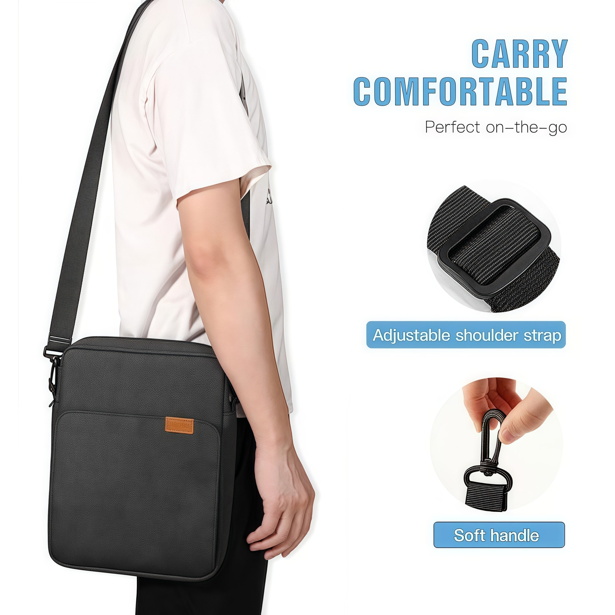 Geantă pentru tablete, BestPlaza, 13-14 inch, impermeabilă, compartimente multiple, neagră