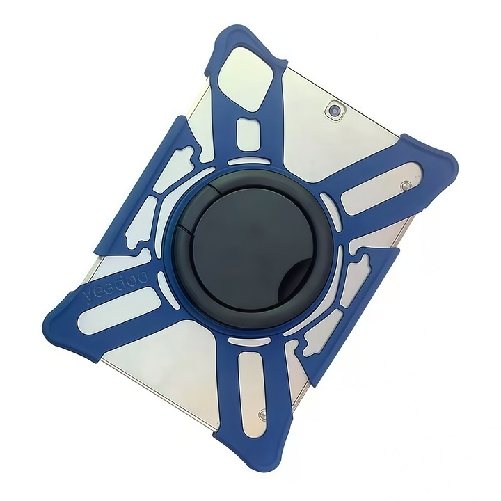 Husa Tableta Universala 9 - 11 inch, Heavy Duty pentru Allview Viva H1003 / Vonino / Samsung / iPad, Design Schelet Inteligent (Nu Blocheaza Camera), Maner si Stand 360, Albastru inchis