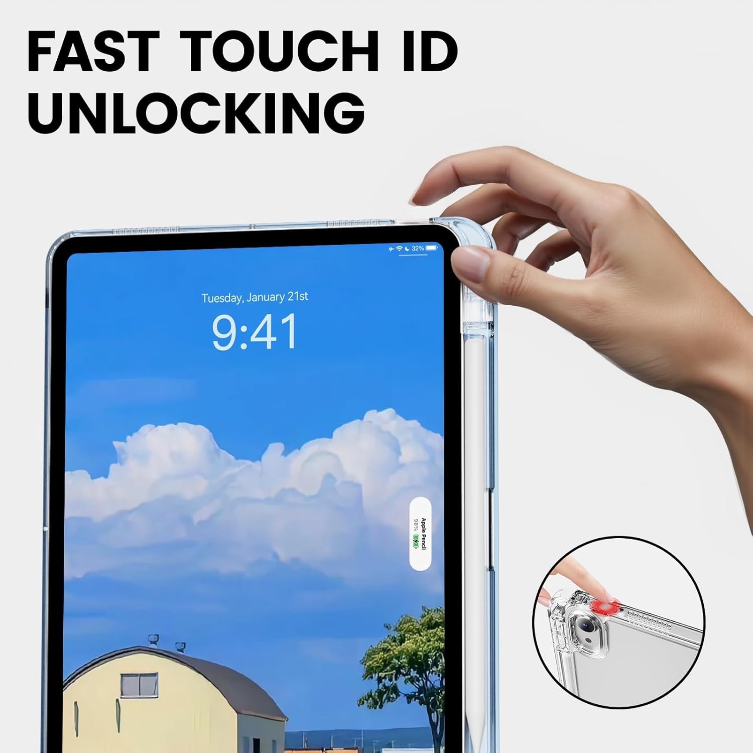 Husa tableta, Compatibil cu Apple iPad Air 4/5 10.9inch, Air 11 inch M3/M2(2025/2024) Cerul albastru