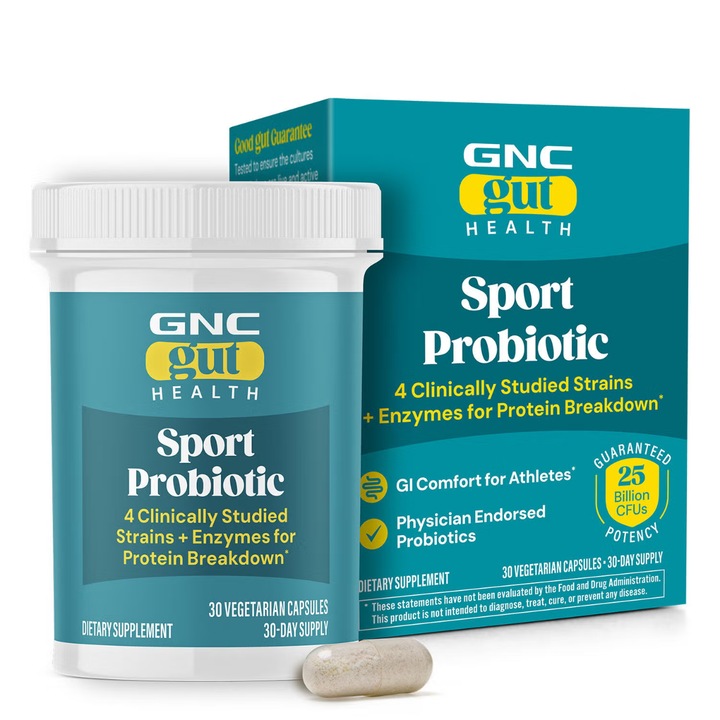 GNC Gut Health Probiotic Sport, Probiotic Sport LAB4® Studiat Clinic, 25 Miliarde Culturi Vii, 30 cps