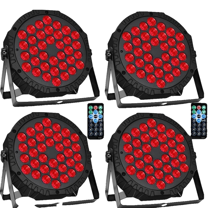 Színpadi fényhatások, RGB, többféle vezérlési mód, 4 darabos készlet, EU csatlakozó
