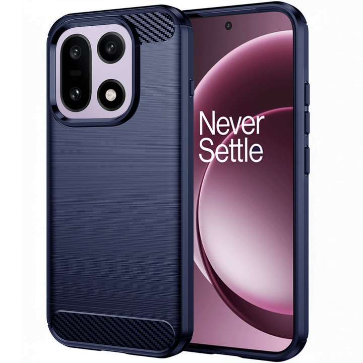 Husa Carbon pentru OnePlus 15, Silicon TPU Durabil, Protectie sporita, Rezistenta la socuri, Grip Anti-Alunecare, Albastra