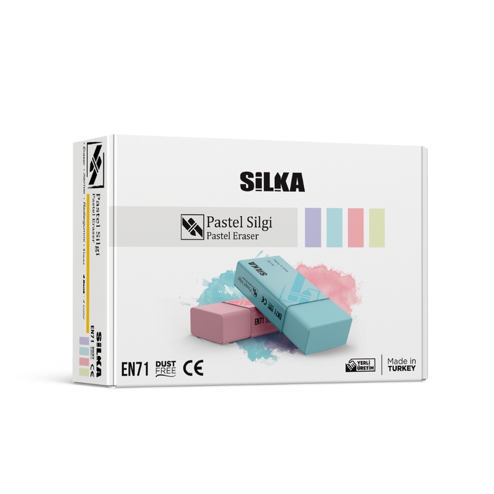Radiera Silka Pastel, 44x22x13.5mm, PVC-free, culori asortate