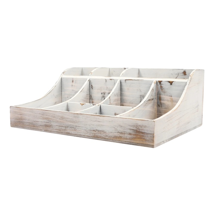 Organizator condimente, 9 compartimente, 5 etaje, alb